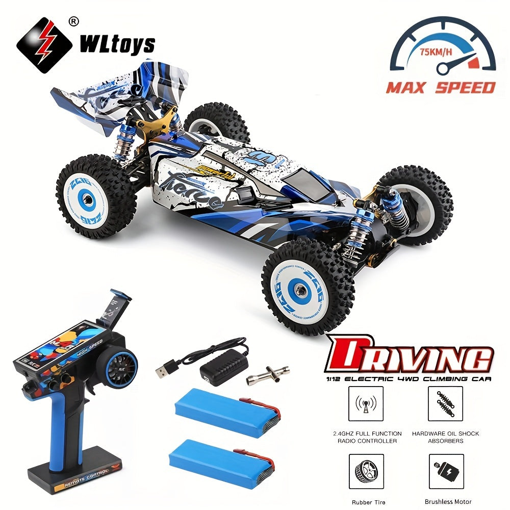 WLtoys 124017 75KM\u002FH 4WD RC Car Professional Racing Car Brushless Electric High Speed Off-Road Drift Remote Control Toys for Boys with 2 Batteries