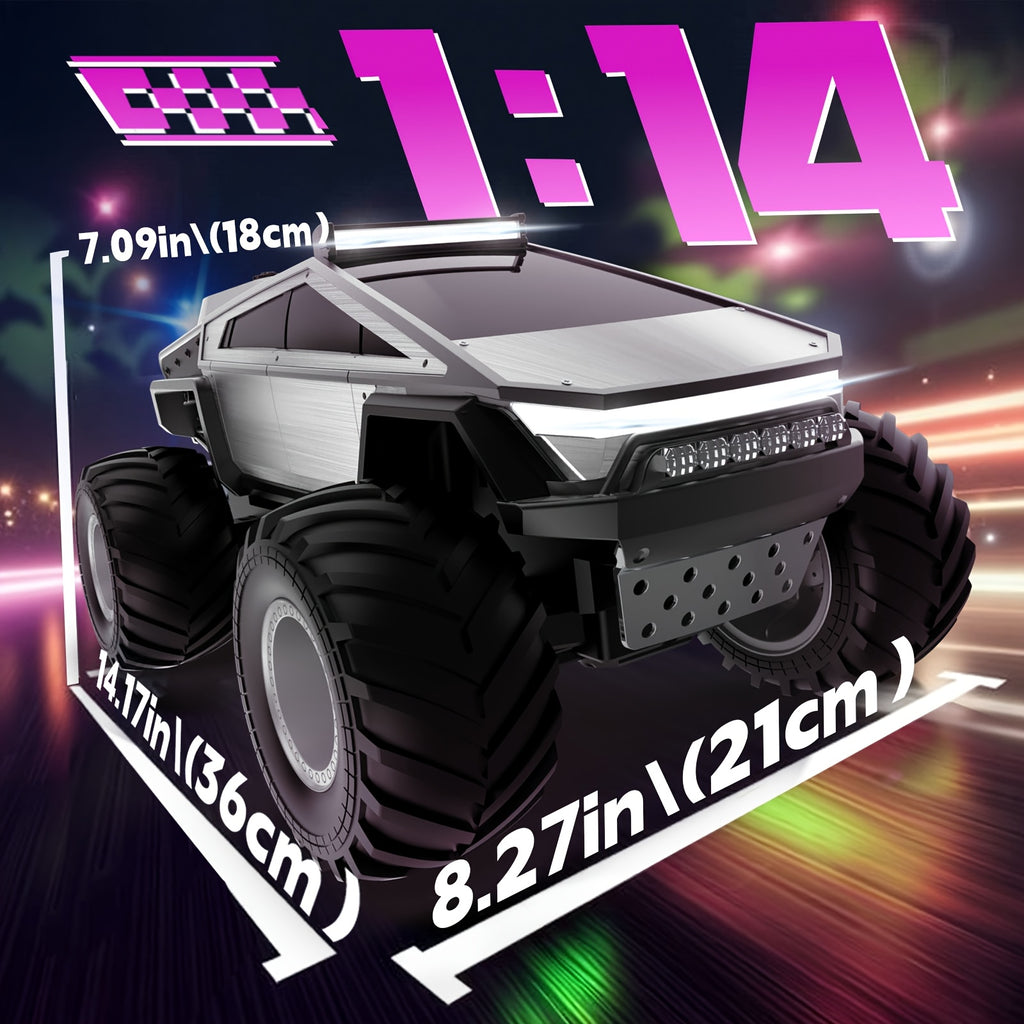 Monster Truck Toy 4WD Off Road RC Monster Truck Toy with LED Lights And Music | 2.4GHz Remote Control Truck for All Terrain - Kids Gifts for Boys\u002FGirls Age 6+, Easter Gifts