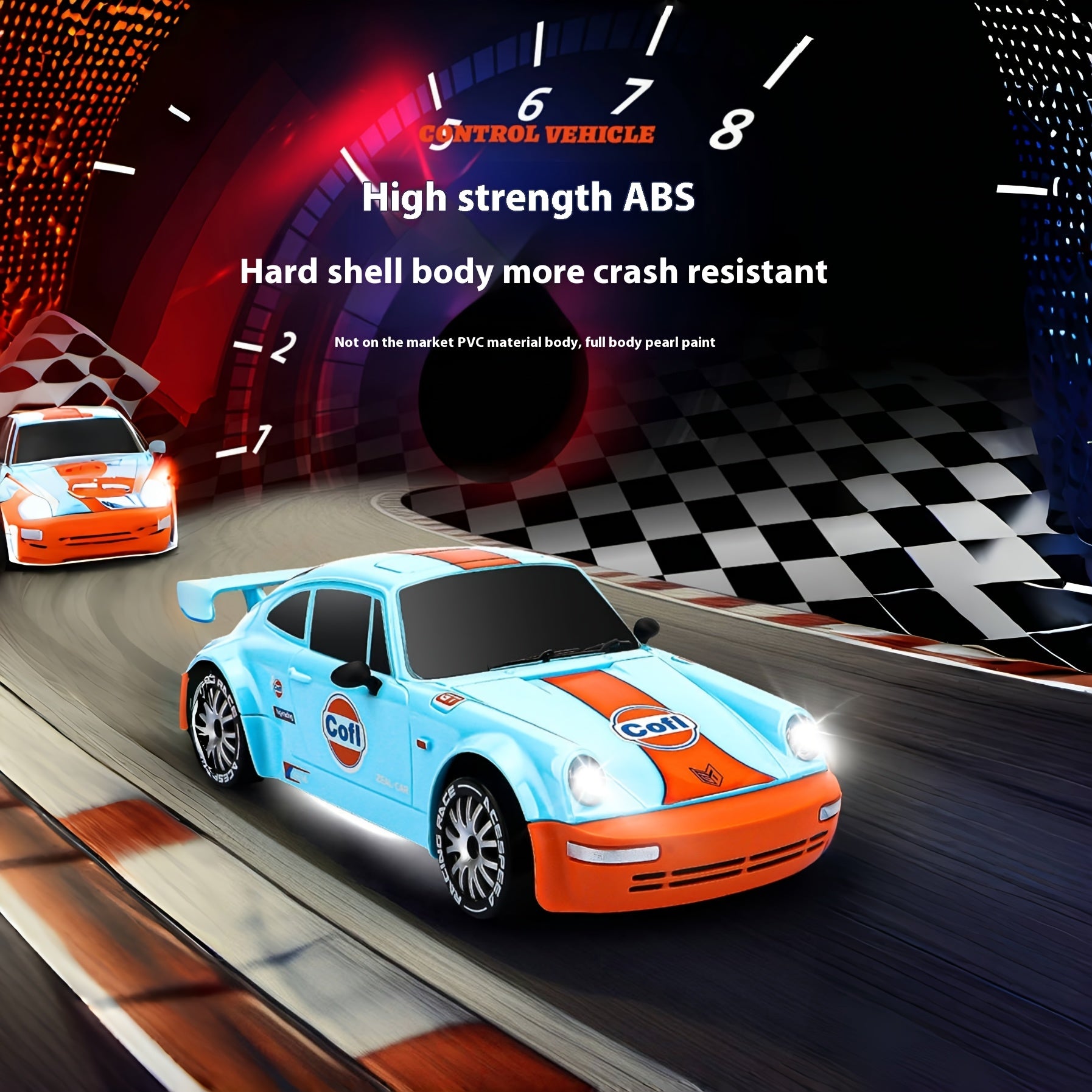 1:20 Scale 2.4G High-speed Racing Car, 20Km\u002FH High-speed Off-road Drift Car, 4WD RC Drift Car With Drift Tires, Road Barriers And LED Lights, Ideal Birthday Or Holiday Gifts For Boys And Girls