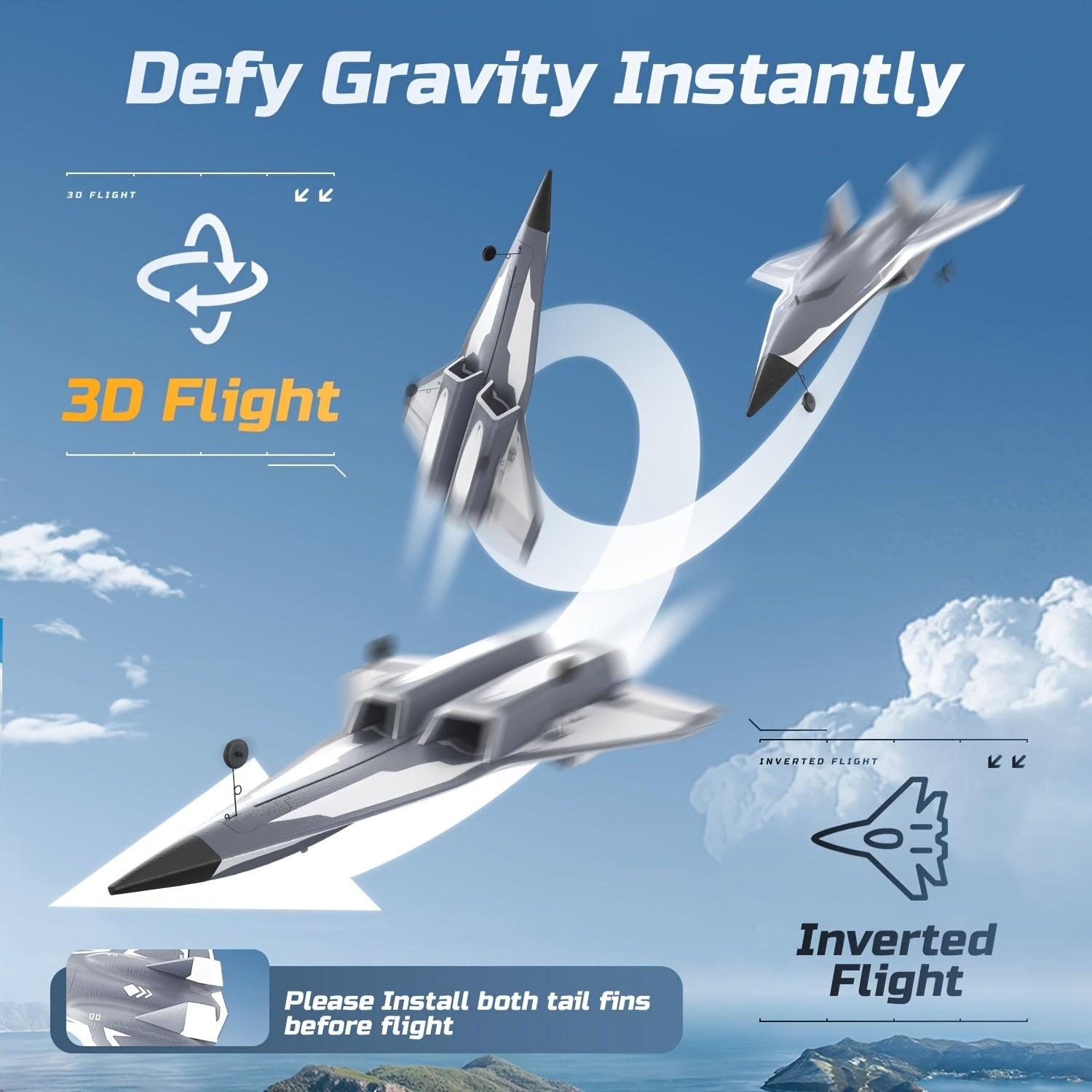 DEERC RC Plane DEERC 4CH Remote Control Jet with Twin Ducted Fans, 3 Flight Modes, 2 Brushed Motors, 2.4GHz RTF Glider for Advanced Players & Model Collector