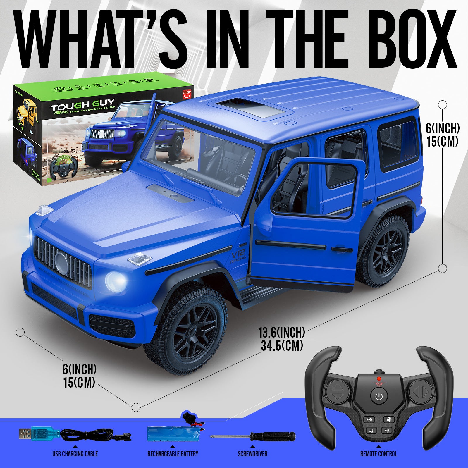 Big Remote-controlled Car Off-road Vehicle Gesture Sensing RC Cars electric Door Opening with LED lights Children's Toy RC Car Oversized 6-12 Year Old Boy Birthday Gift