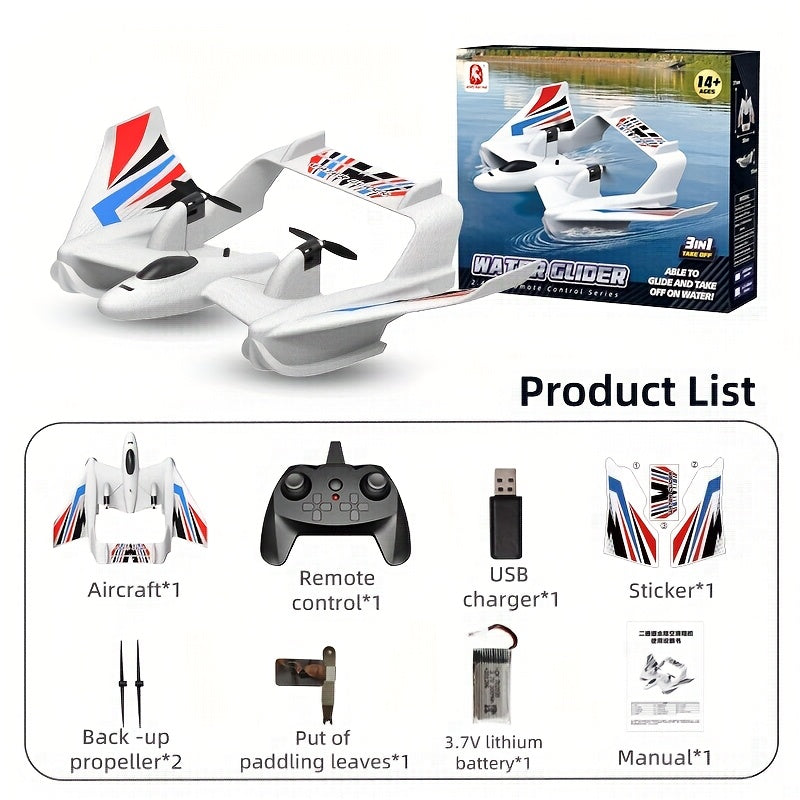 BM21 Remote Control Aircraft Glider Aircraft Model Sea, Land And Air Three Modes Can Take Off On The Water Surface, Ground Gliding In The Air, Fixed Wing Foam Fighter Jet Christmas Halloween Gift
