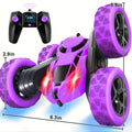 Remote Control Car Stunt RC Cars, 90 Min Playtime, 2.4Ghz Double Sided 360° Rotating RC Crawler With Headlights, 4WD Off Road Drift RC Race Car Toy For Boys And Girls Aged 6-12 Purple