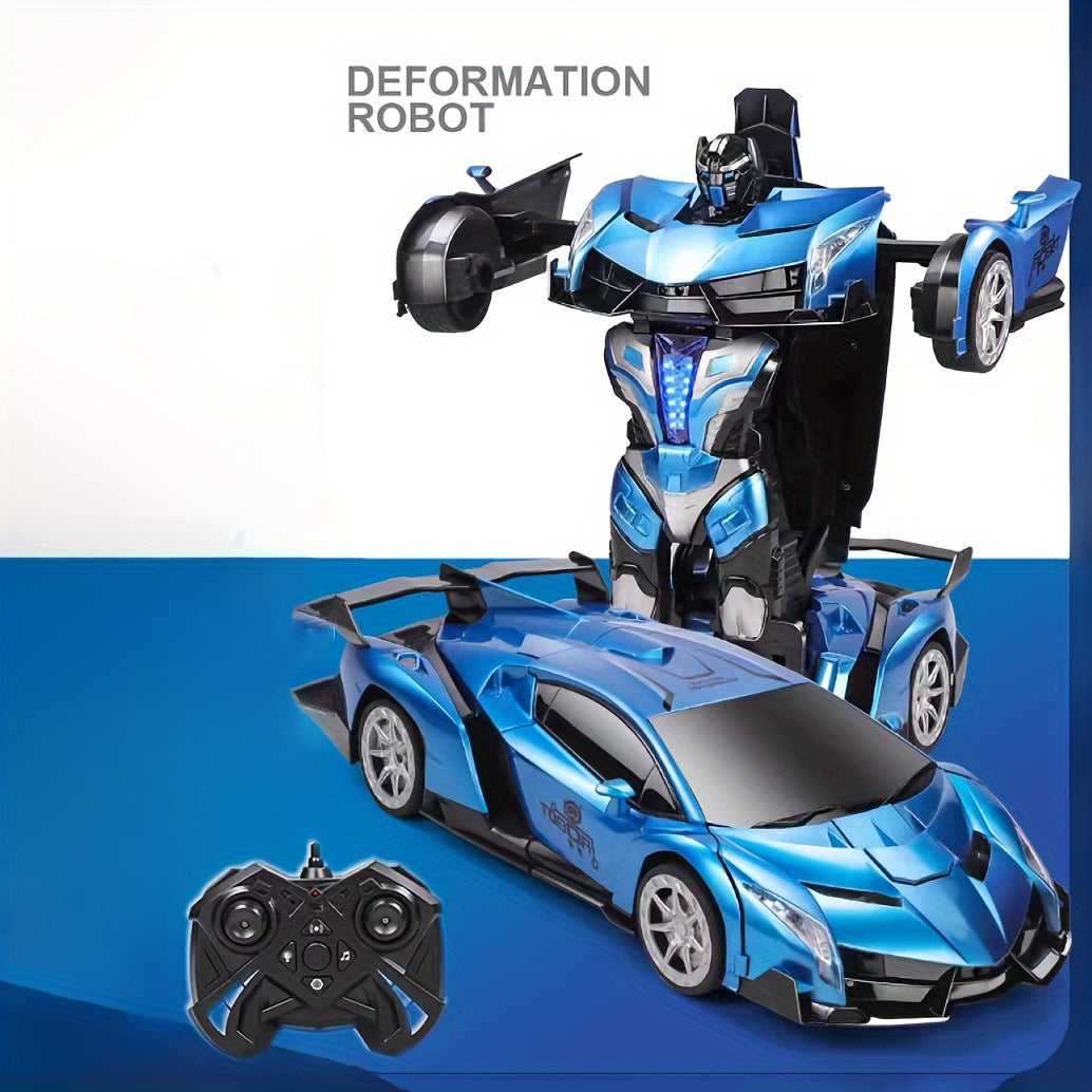 Transformer RC Car, 1:10 Super Large Size Toy Car Rechargeable Battery Can Be Used for 60 Minutes, Transforming Robot, 2.4GHz Gesture Sensing Single Button Transforming, The Perfect Toy Christmas Gift