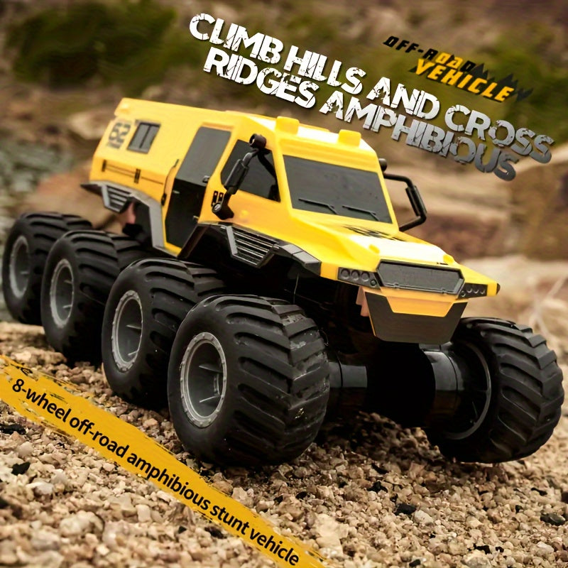 Four motor, eight wheel drive, eight wheeled off-road armored climbing remote control vehicle, amphibious, oversized body, strong power, Christmas, Halloween, Thanksgiving