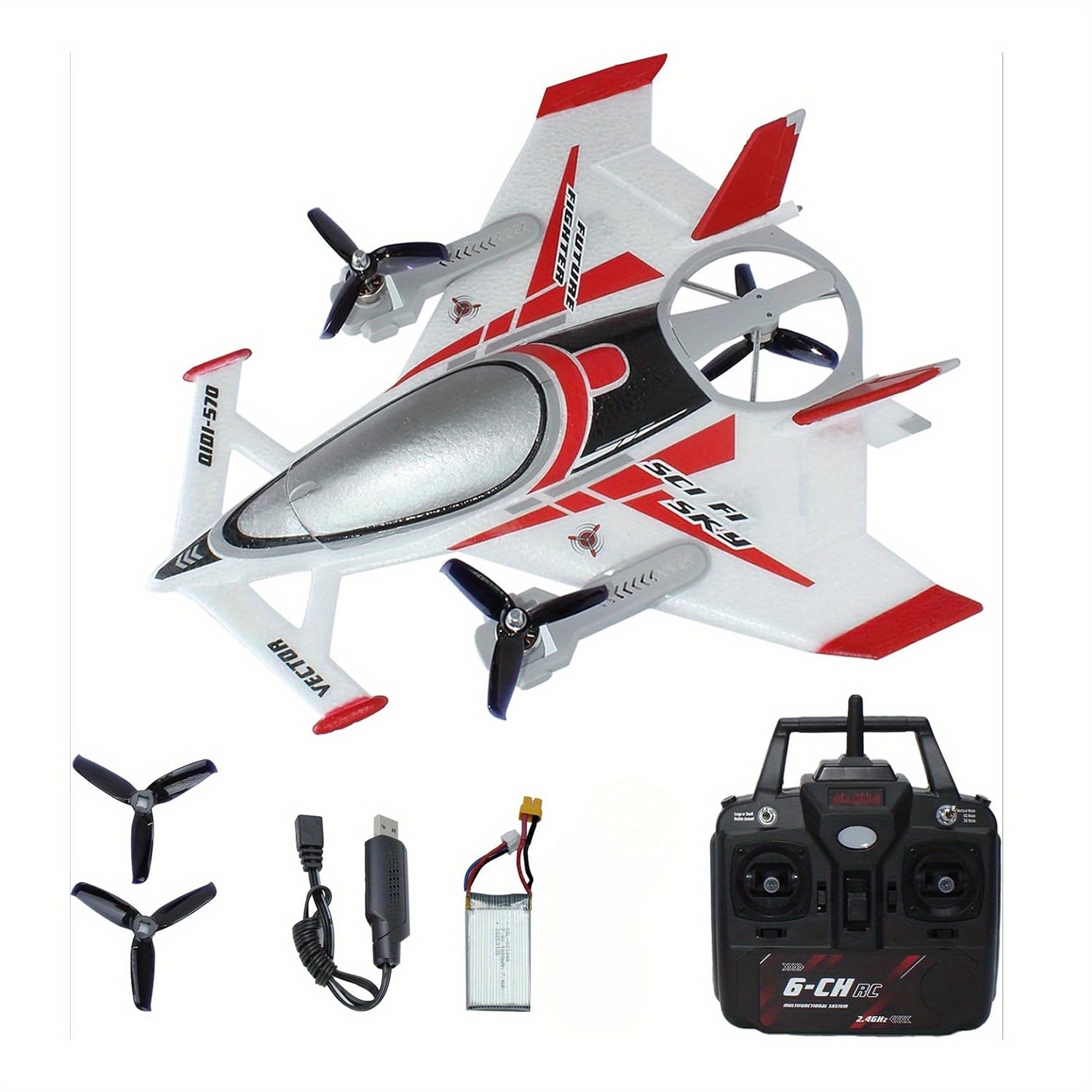 JIKEFUN QIDI570 2.4GHz 8CH Brushless RC Airplane - 3D\u002F6G Mode Fixed Wing Electric Glider With LED Lights, Remote Control Stunt Plane For Adults (Gift Ready)
