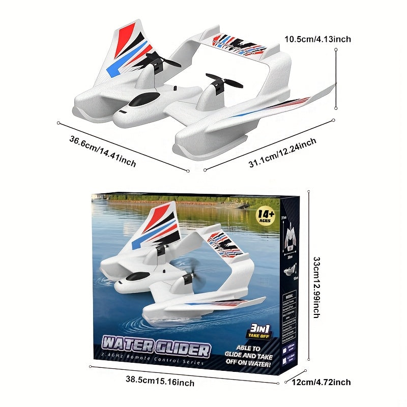 2 IN 1Amphibious Gyro Stabilized RC Plane EPP Foam Water Land Flying Airplane Fixed Wing Aircraft Toys Gift