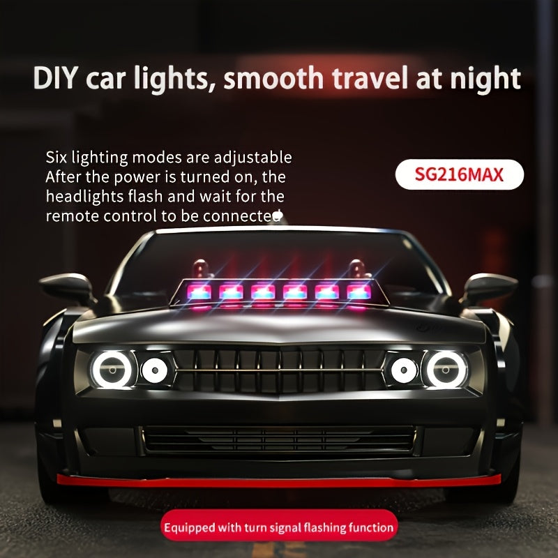 70km\u002Fh Electric 4WD Remote Control Off-Road Sports Car with Brushless Motor, Metal Upgrades & Hardcore Drift - Wi-Fi Enabled, Cool LED Lights, Durable Plastic Construction - Beginner-Friendly Gift for Men (Black), Remote Control Car, Aggressive Desig