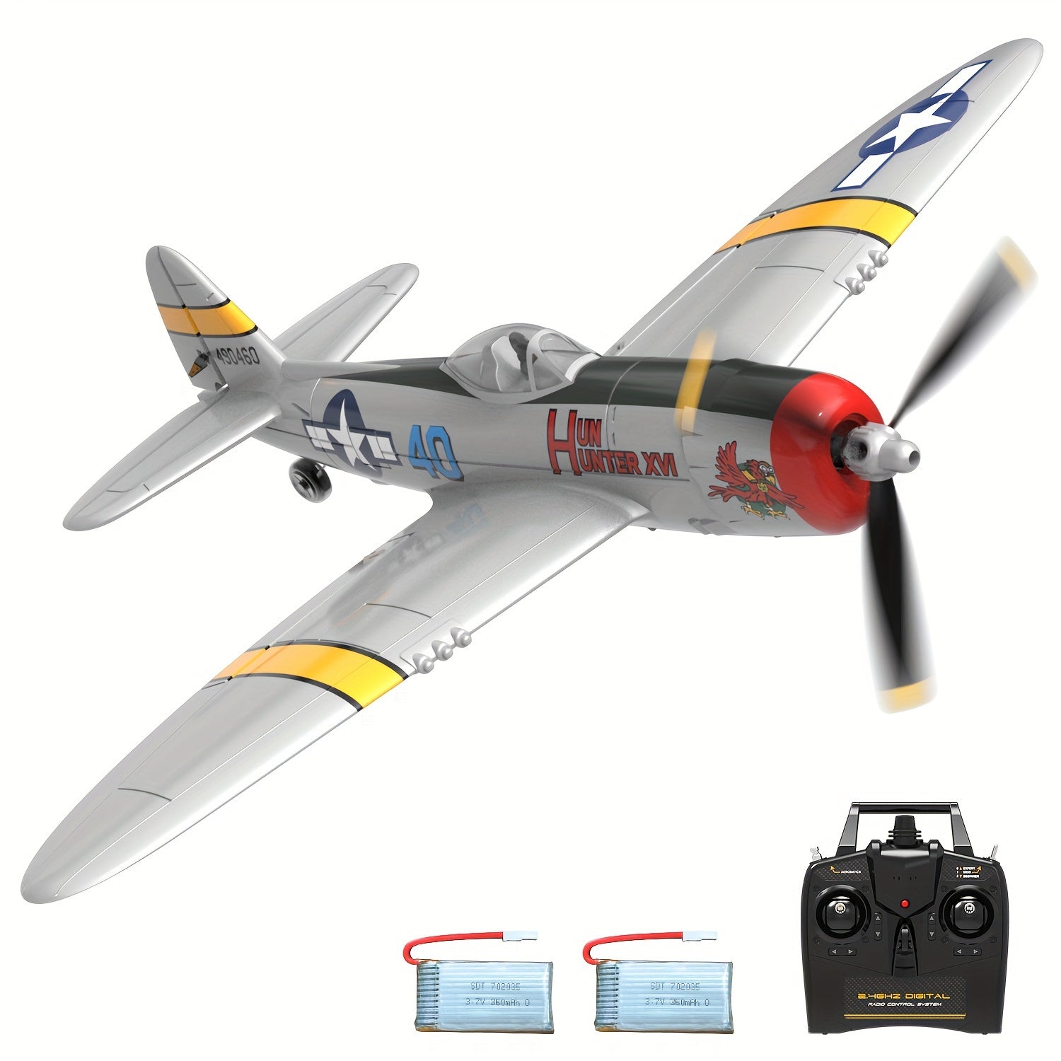 Volantex RC Airplane P40 Fighter Warhawk & P47 Thunderbolt 2.4GHz 4CH EPP 6-Axis Gyro 400mm Wingspan One Key U-Turn Aerobatic with 2 batteries Remote Control Plane for Beginners