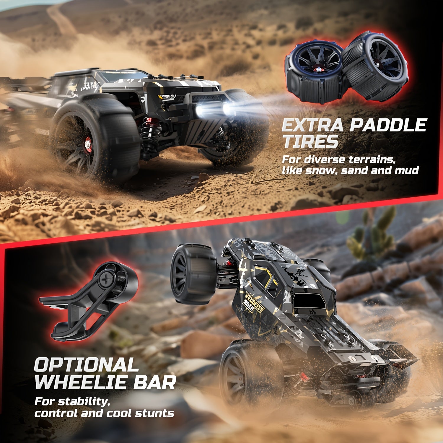 DEERC 1:14 Scale Fast Brushless RC Car for Adults & Boys - 50+ MPH High-Speed Offroad Truggy with 2 3S Lipo Batteries, 4x4 All-Terrain Remote Control Truck for Snow, Sand & Mud, Durable Metal Construction, Black, Remote Control Car, Outdoor Play, Sporty D