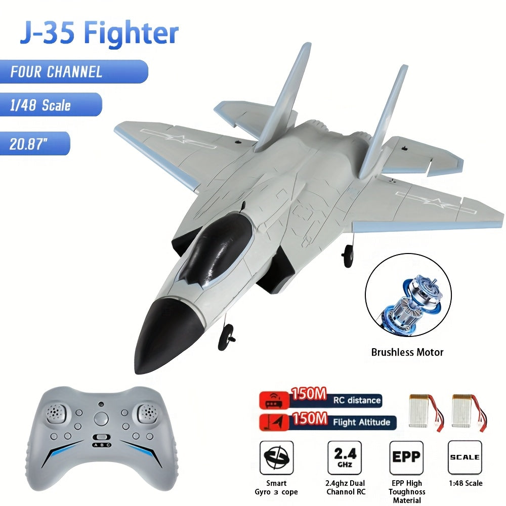 FX9631 RC Plane 2.4G 4 Channels Airplane J-35 3D 6G Brushless EPP Remote Control Stunt Aircraft Toys for Adult Gift with 2 Batteries