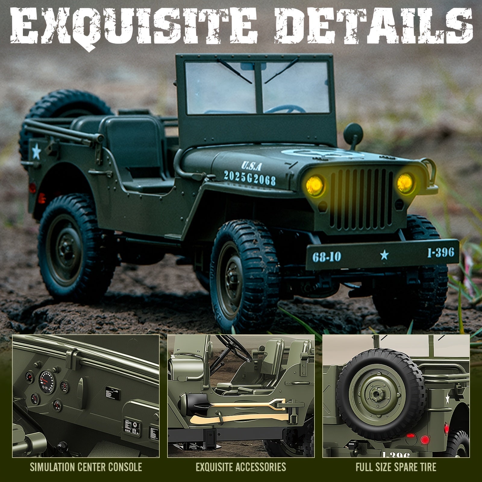 1\u002F10 Scale RC Crawler Truck, Metal Axle, 4x4 Off Road Truck, Kids Toy Car Boy Birthday Gift