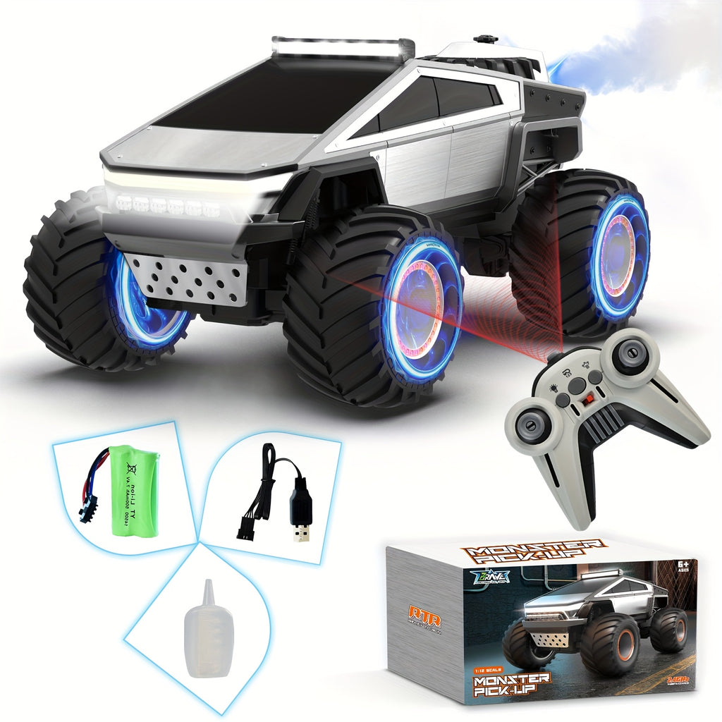 Monster Truck Toy 4WD Off Road RC Monster Truck Toy with LED Lights And Music | 2.4GHz Remote Control Truck for All Terrain - Kids Gifts for Boys\u002FGirls Age 6+, Easter Gifts
