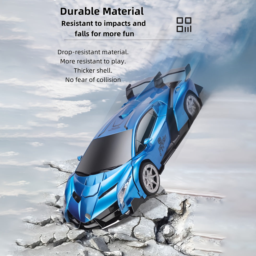 Transformer RC Car, 1:10 Super Large Size Toy Car Rechargeable Battery Can Be Used for 60 Minutes, Transforming Robot, 2.4GHz Gesture Sensing Single Button Transforming, The Perfect Toy Christmas Gift