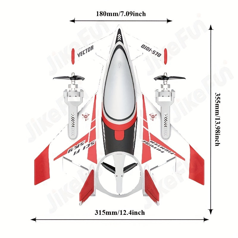 JIKEFUN QIDI570 2.4GHz 8CH Brushless RC Airplane - 3D\u002F6G Mode Fixed Wing Electric Glider With LED Lights, Remote Control Stunt Plane For Adults (Gift Ready)