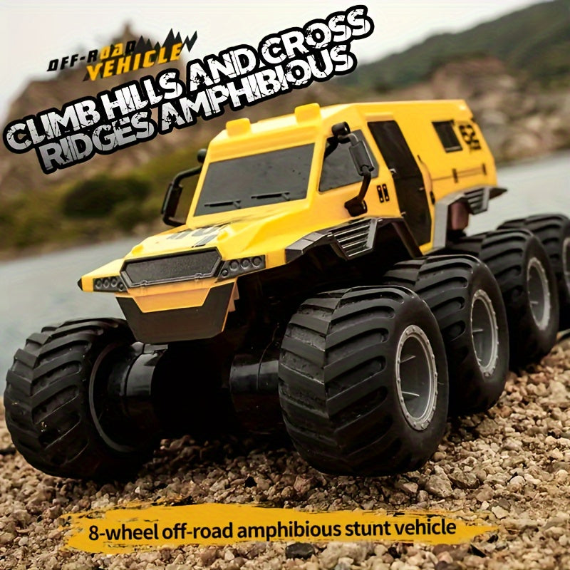 Four motor, eight wheel drive, eight wheeled off-road armored climbing remote control vehicle, amphibious, oversized body, strong power, Christmas, Halloween, Thanksgiving