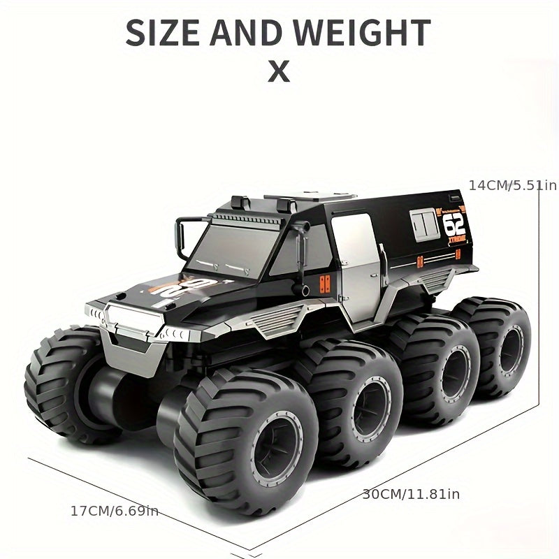 Four motor, eight wheel drive, eight wheeled off-road armored climbing remote control vehicle, amphibious, oversized body, strong power, Christmas, Halloween, Thanksgiving