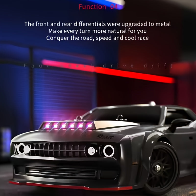 70km\u002Fh Electric 4WD Remote Control Off-Road Sports Car with Brushless Motor, Metal Upgrades & Hardcore Drift - Wi-Fi Enabled, Cool LED Lights, Durable Plastic Construction - Beginner-Friendly Gift for Men (Black), Remote Control Car, Aggressive Desig