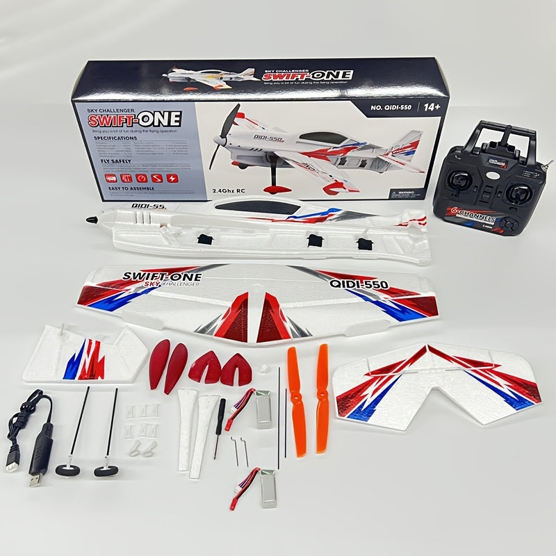 6CH RC Planes Brushless Motor Remote Control Aircraft One-Key Hanging Stunt Airplane RC Glider Toys For Beginner And Experienced With Two Batteries